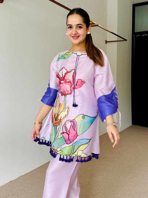 Myra Lavender Festive Floral Kurta Set